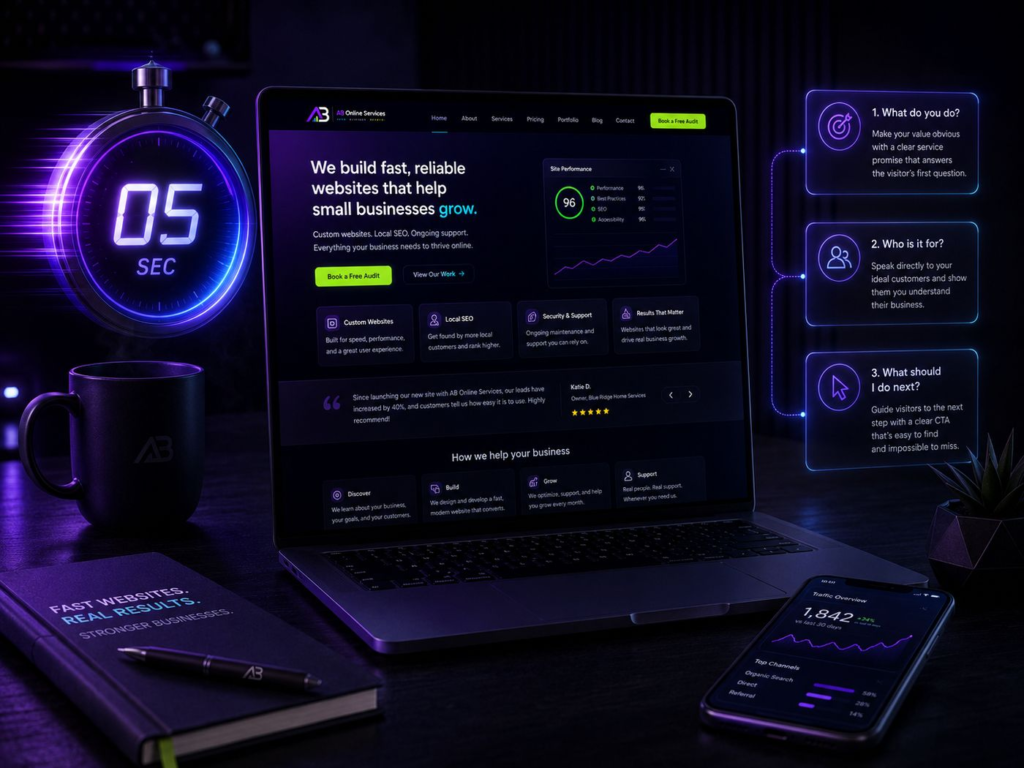 A homepage layout being designed on a desktop screen